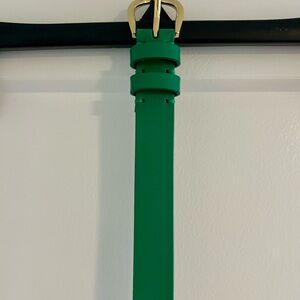 LOFT Emerald Green Slim Leather Belt with Gold Buckle